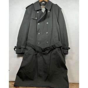 Vintage Oleg Cassini Mens Trench Coat 42 Reg Grey Weather Ready Removable Lining